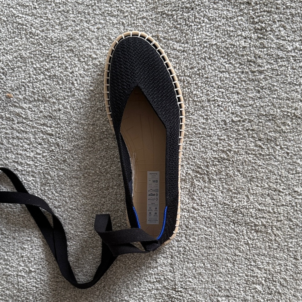 Rothy's Black Espadrille Flats with Tan Sole